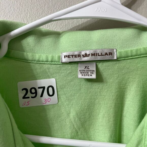 Peter Millar Mens Green Polo Shirt XL Golf Embroidered Button Short Sleeve Top - Picture 2 of 9